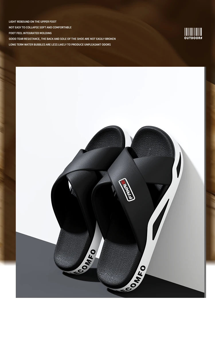 Men's Outdoor Fashion Sandals-Cross Strap Open Toe Slide Sandal,Non-Slip Bath Shower Slippers,Beach Shoes for Swimming & Walking
