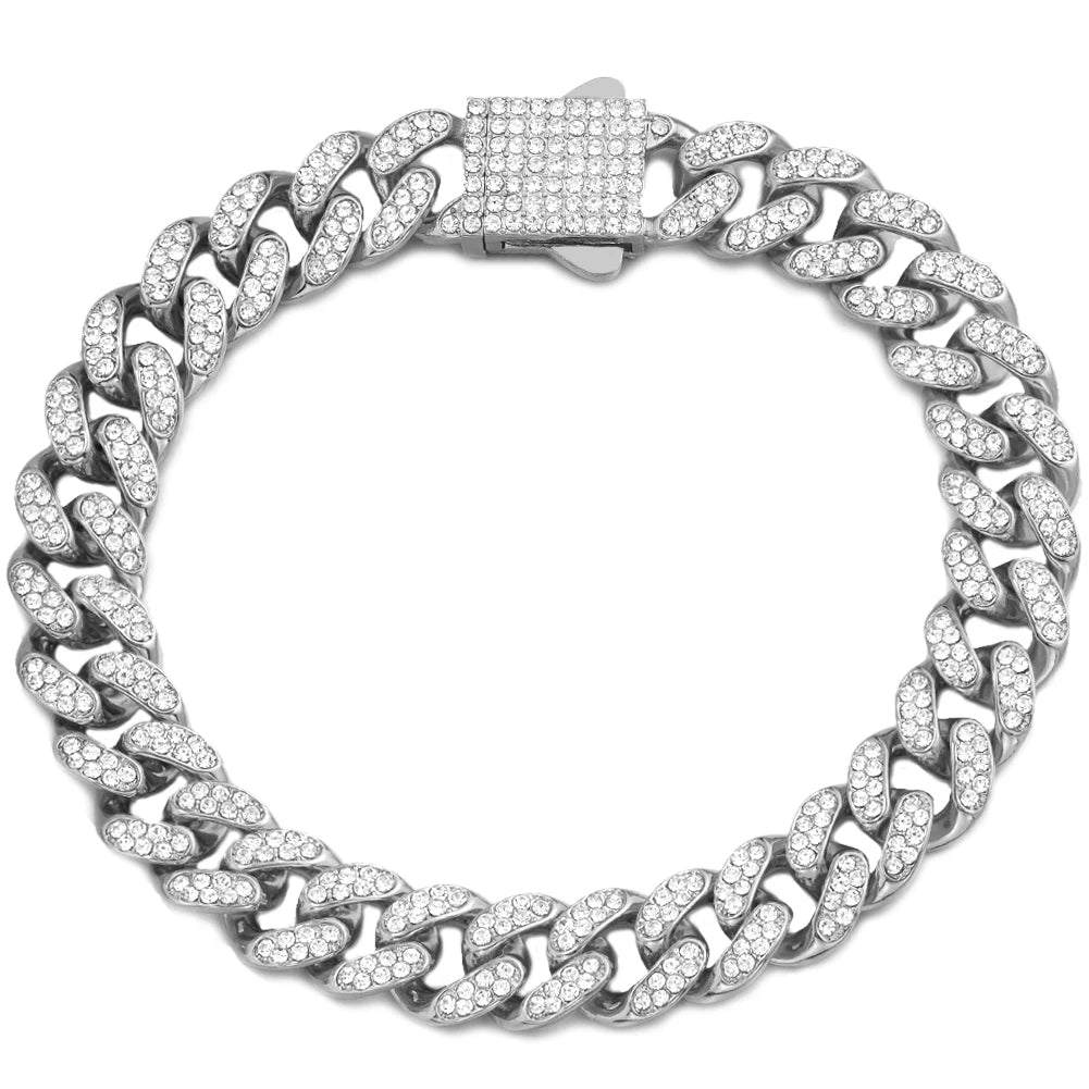 Bling Golden Cuban Chain Anklet For Women Girls HipHop Iced Out full Rhinestone Paved Cuban Summer Beach Anklet Bracelet Jewelry