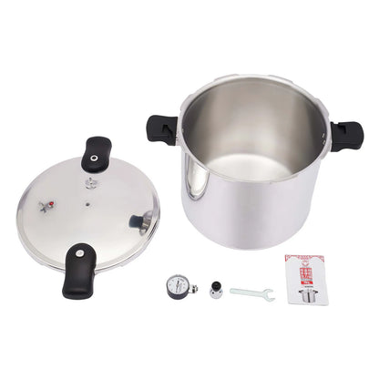 22L Aluminium Alloy Pressure Canner 90Kpa Thickened Explosion-proof Pressure Cooker Pot with Pressure Gauge and Safety Valve