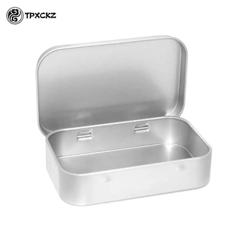 Metal Rectangular Empty Mini Tin Box Tinplate Push Candy Pill Cases Bins Jar Hinged Containers Small Organizer Storage Box