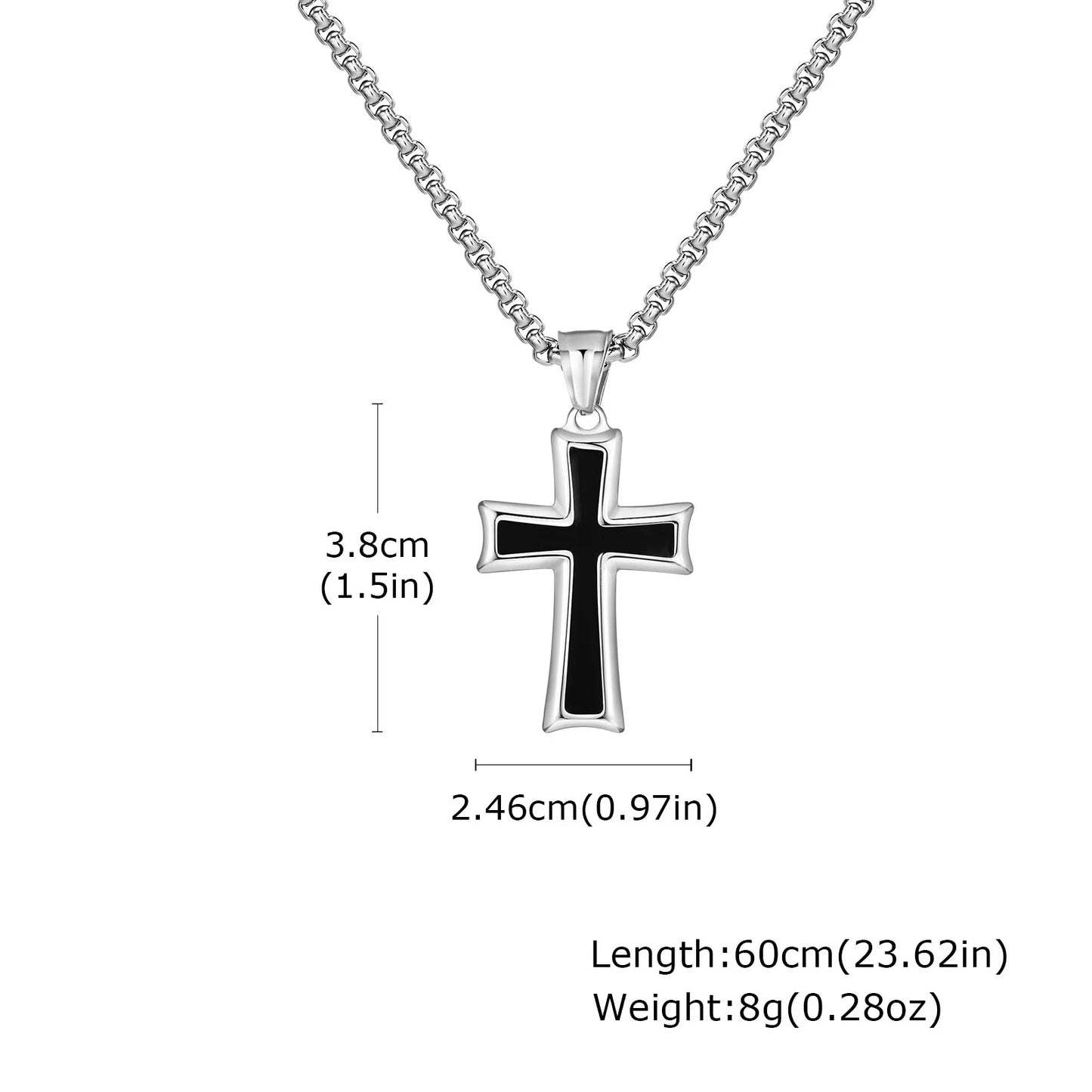 Stylish Men's Stainless Steel Cross Necklace,Punk Hip Hop Cross Pendant Necklace,Birthday Party Jewelry Gift for Him Dad Son
