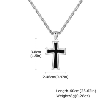 Stylish Men's Stainless Steel Cross Necklace,Punk Hip Hop Cross Pendant Necklace,Birthday Party Jewelry Gift for Him Dad Son