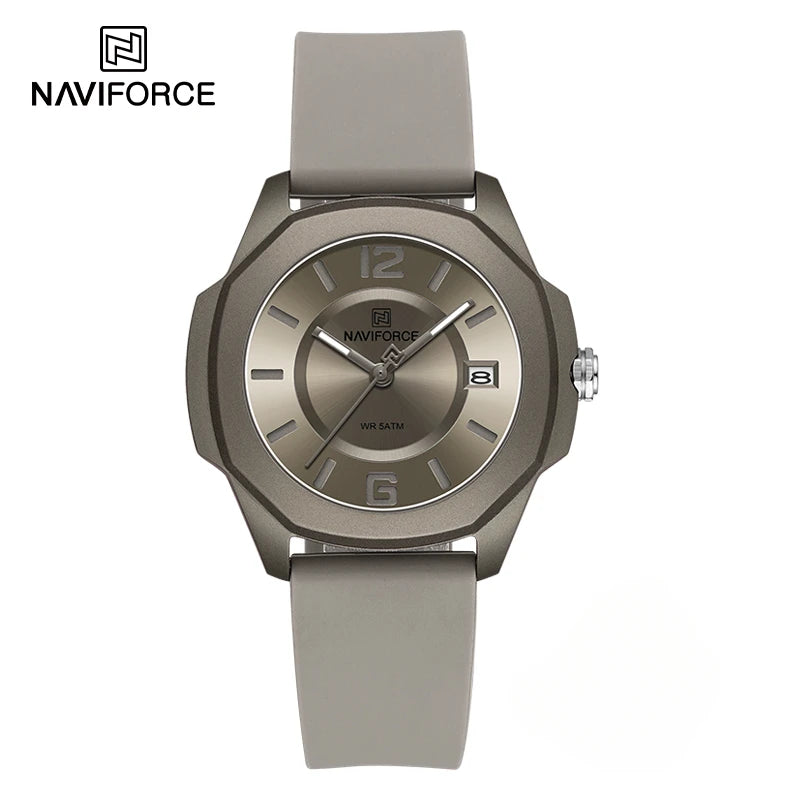 NAVIFORCE NF7107 Watch for Women Silicone Strap Classic Fashion 5ATM Waterproof Ladies Elegant Watch