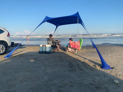 Family Beach Canopy ,Large Beach Sunshade Tent with Stability Poles,UPF50+Outdoor Shade for Beach,Camping,Party or Picnics