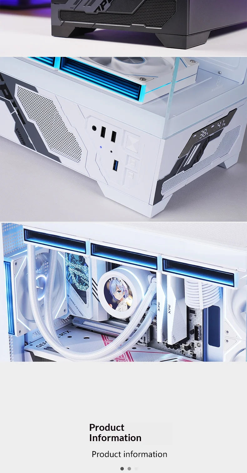 WJCOOLMAN Millennium ATX PC case secondary screen/digital display supports 360 water-cooled sea view room desktop computer case