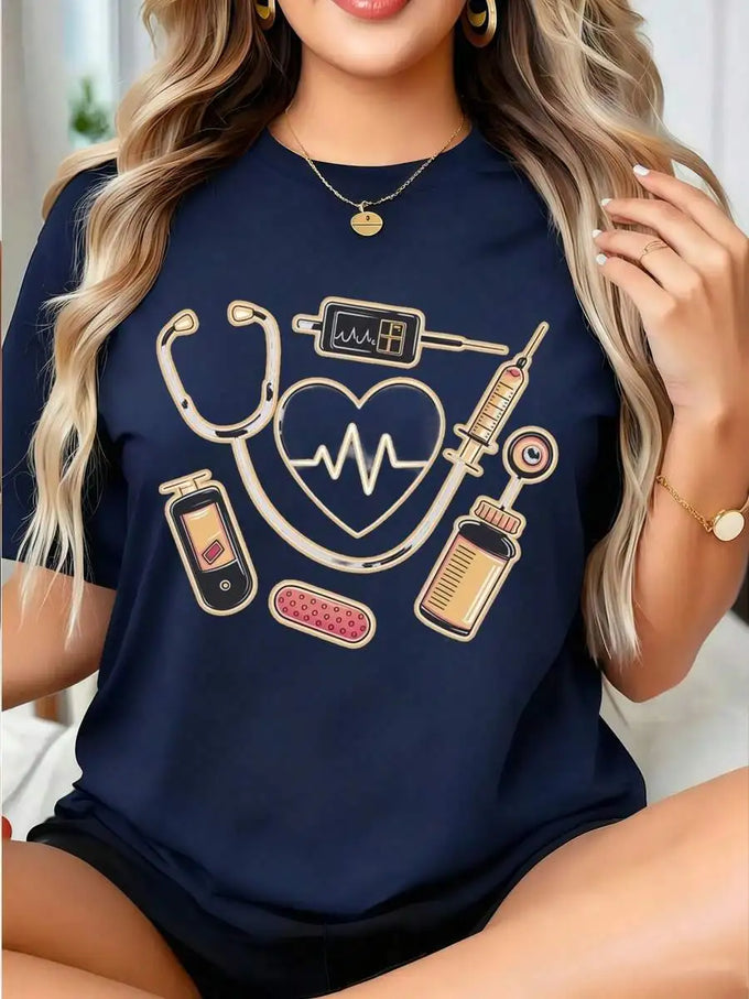 Nurse Life Heartbeat Graphic T-Shirt