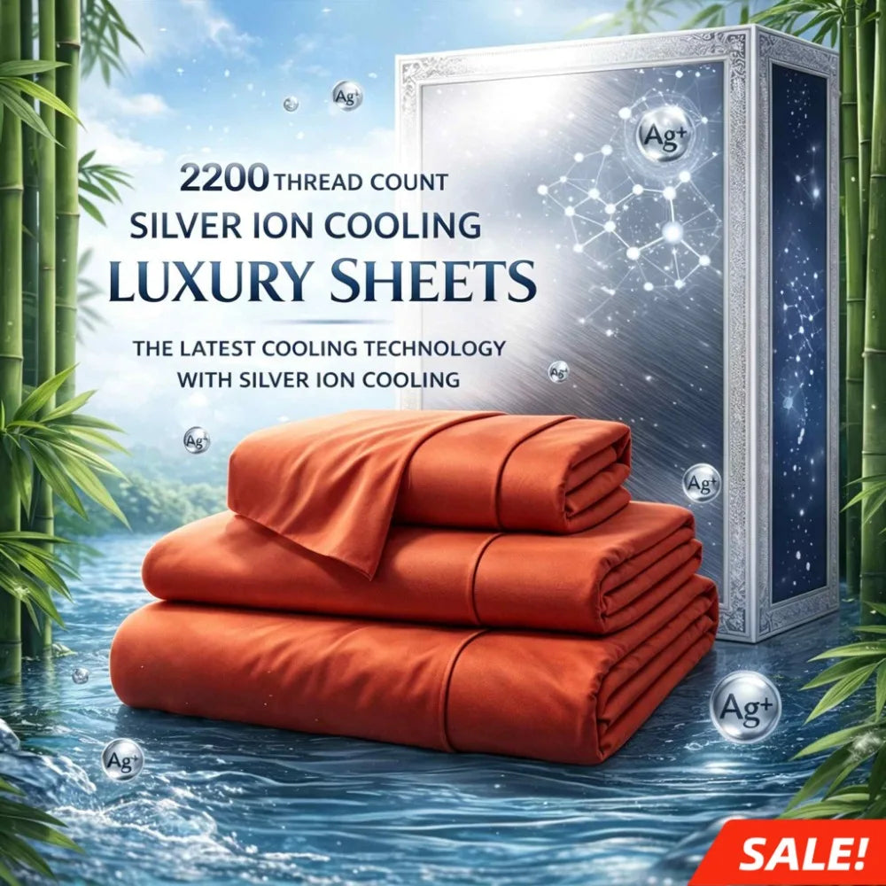 4-Piece Queen Luxury Cooling Bed Sheet Set – 4000-Thread-Count Soft Fabric, 15-Inch Deep Pocket Fitted Sheet + 2 Pillowcases, Silver Ion Infused for Fresh Feel, Lightweight & Breathable Design Ideal for Warm Nights and Seas