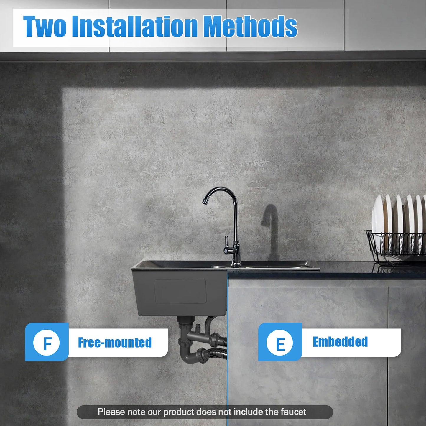 Stainless Steel Double Sink Wash Dishes With Drainer Deep Hidden Sink Bathroom Kitchen Accessories Household Items