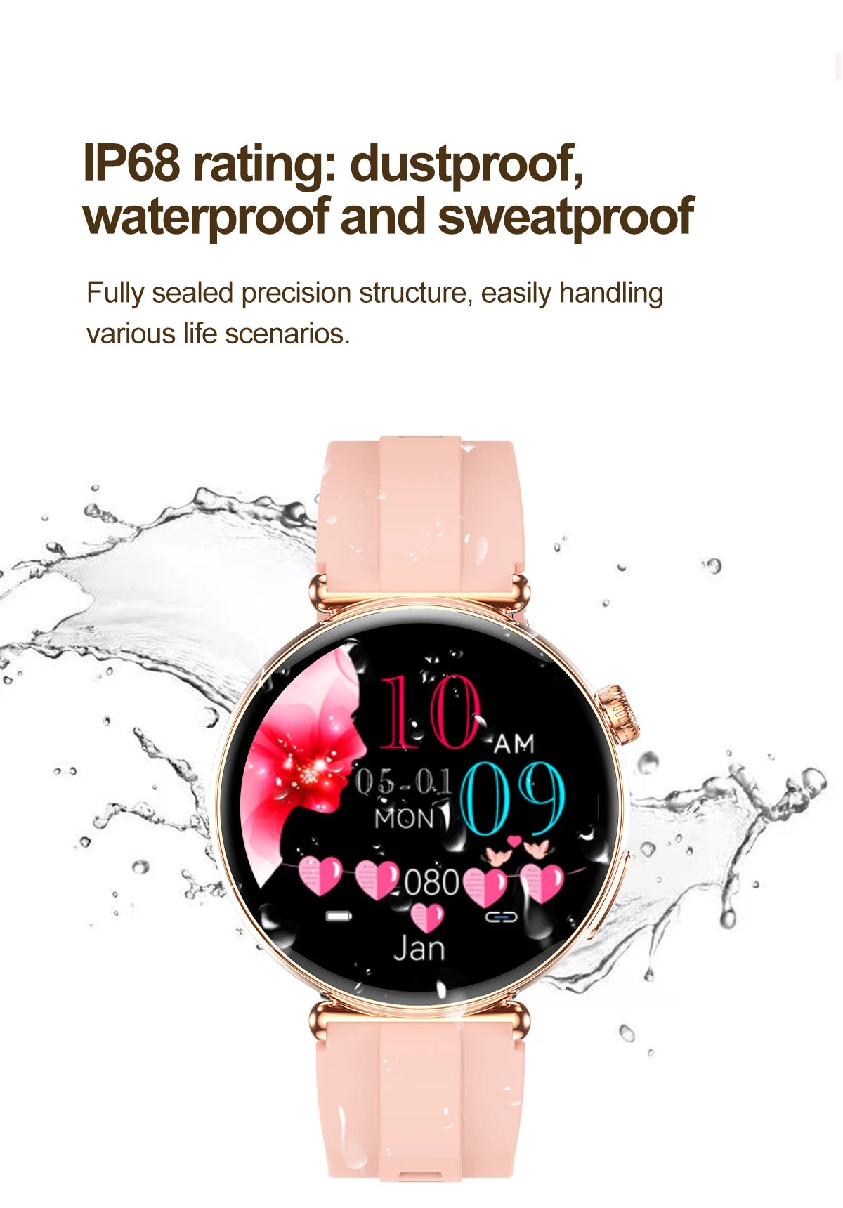 2026 New Women AI Smart Diagnosis Smart Watch HRV+ECG Uric Acid Blood Oxygen Health Monitor IP68 Waterproof Sports Smartwatches