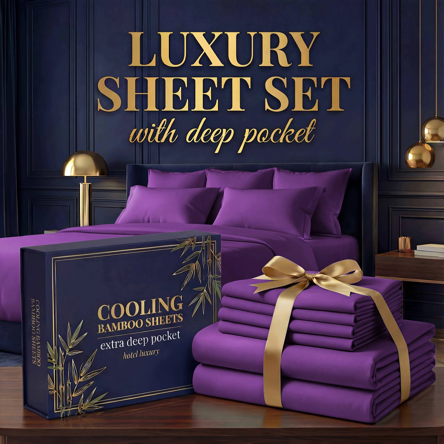 3pcs/ 4pcs Bamboo Cooling Bed Sheet Set -14"Deep Pocket, Shrink-Resistant, Fade-Resistant, Skin-Friendly Bedding Set With 1or2 Pillowcases, 1 Flat Sheet, 1 FittedSheet, Cozy Comfort