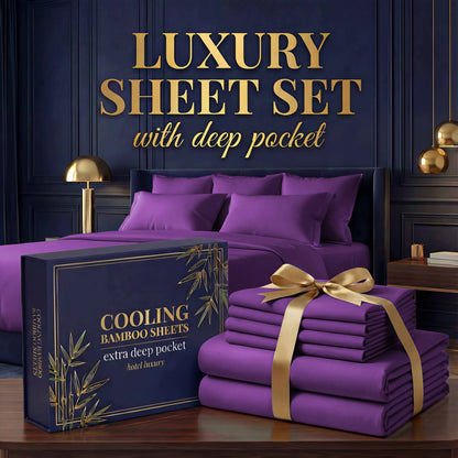 3pcs/ 4pcs Bamboo Cooling Bed Sheet Set -14"Deep Pocket, Shrink-Resistant, Fade-Resistant, Skin-Friendly Bedding Set With 1or2 Pillowcases, 1 Flat Sheet, 1 FittedSheet, Cozy Comfort