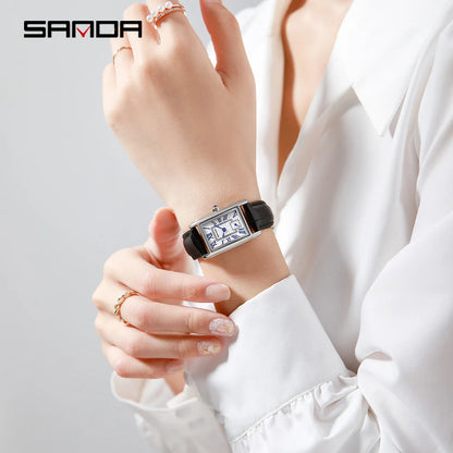 SANDA Top Fashion 1116 Women's Watch Elegant Design Rectangular Dial Waterproof Quartz Movement Business Women's Quartz Watch