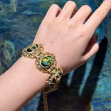 Vintage Green Stone Floral Bracelet — view 4