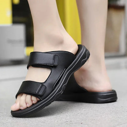 Men Slippers Shoes Solid Color Slip On Casual Beach Slides Mens Thick Sole Anti Slip Shoes for Men 2024 Summer Fashion Sandals