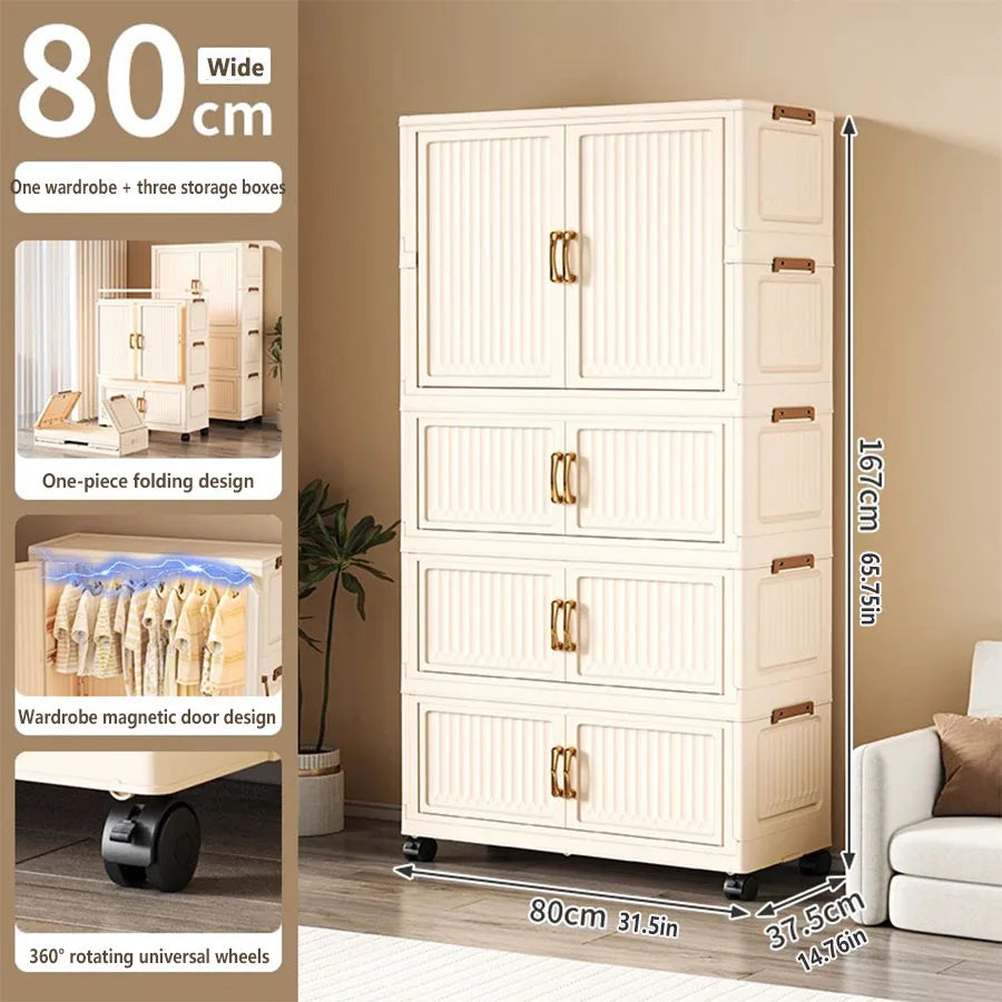Large Capacity Dustproof Wardrobe Sundries Cabinet Multifunction Folding Storage Cabinet Locker Closet Organizer