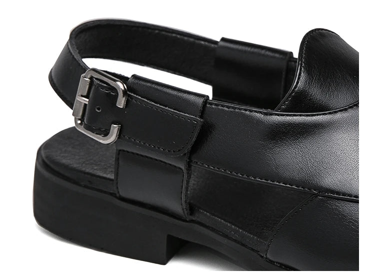 Hollow Out Dress Party Sandals Fashion Leather Summer Shoes Men Leisure Formal Flats Business Footwear Men's Wedding Sandals