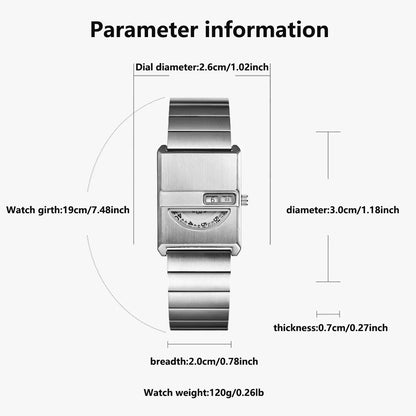 Square Sports Watch for Men Silver Stainless Steel Strap Luxury Brand New in Men's Watches High Quality Gifts Quartz Watch