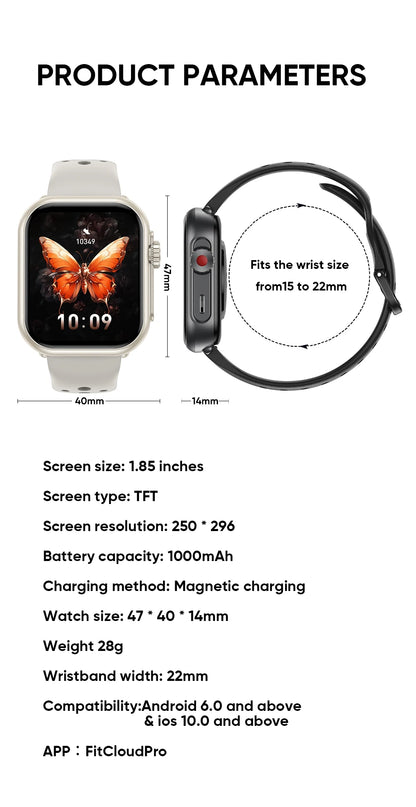 2026 Fashion Women Watch Ultra2 SE Smart Watches 1000mAh 1.85"AMOLED Full Touch Screen BT Call Smartwatch For Android IOS Ladies