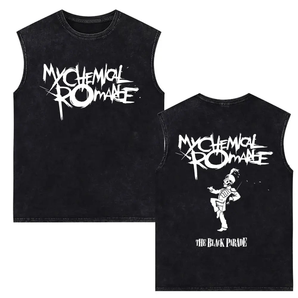 My Chemical Romance Vintage Washed Tank Tops Three Cheers for Sweet Revenge Sleeveless Vest Men Retro Punk Emo Rock Band T-shirt