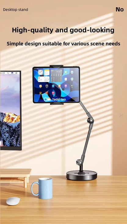 Adjustable Carbon Steel Phone Holder 360° Rotatable Overhead Shooting Bracket for Desktop Live, Food Recording & Unpacking Vlog
