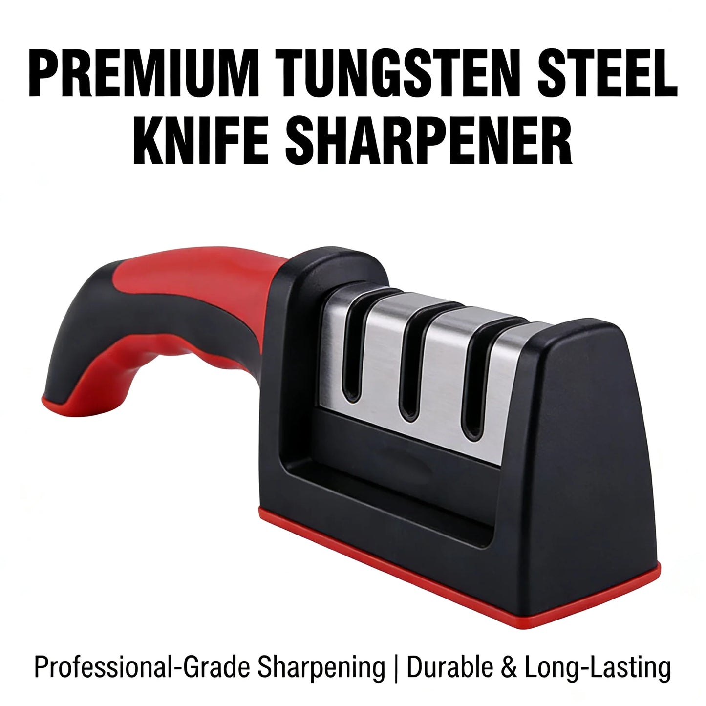 Ergonomic 3 Stage Manual Knife Sharpener Non-Slip Handle Kitchen Knife Sharpening Tool for Home Cooking