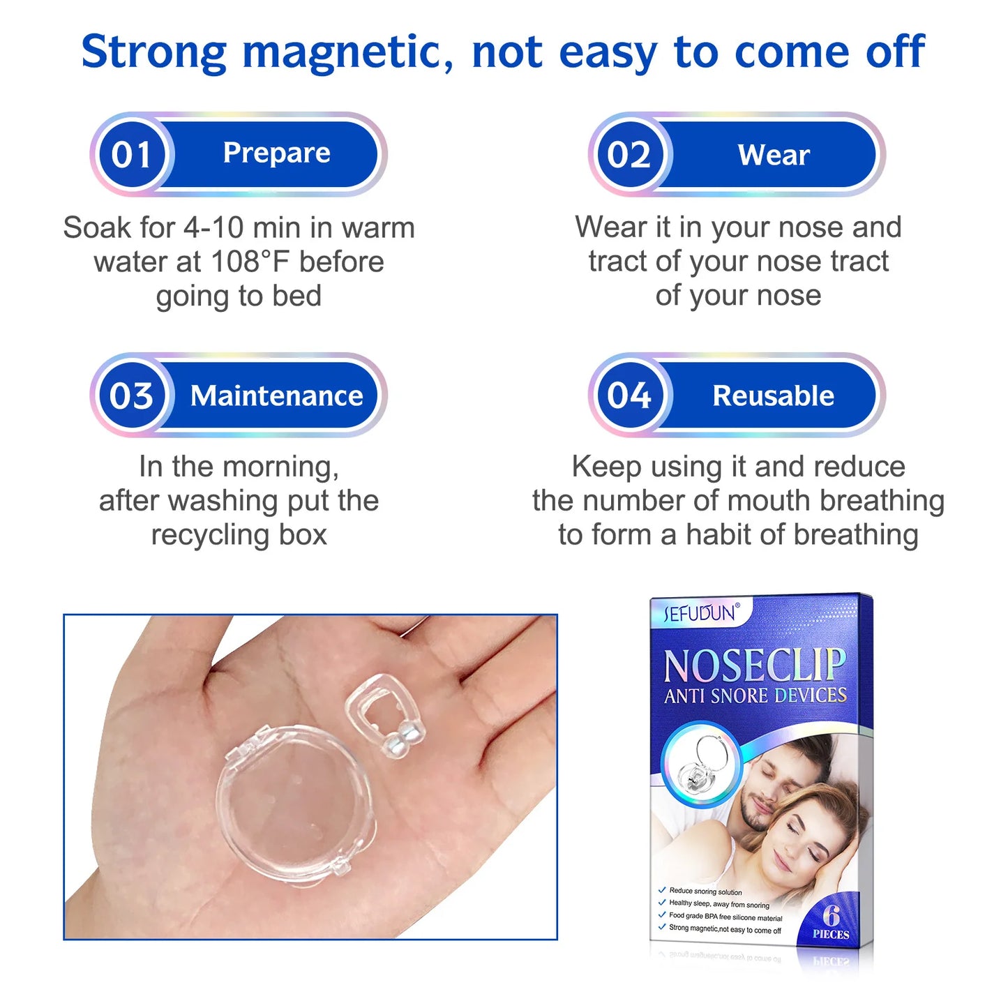 Snoring Stopper Anti-Snoring Device Gadget for Men And Women Snore Prevention Comfortable Nasal Strips for Better Sleep Quality
