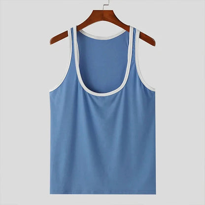 Summer Men's Skinny Gym Tank Tops Leisure Popular Sleeveless Sportwear Fashion Well Fitting Patchwork Bodybuilding Vest S-2XL