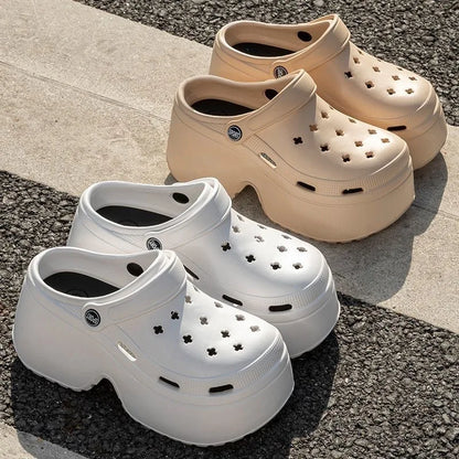 Chunky Platform Clogs Sandals for Women 2024 Summer Non-Slip Beach Slippers Woman Thick Bottom Eva Wedges Sandles Garden Shoes
