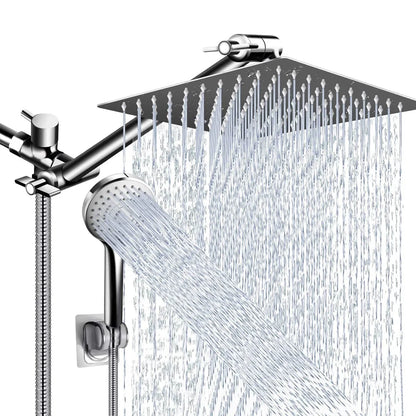Stainless Steel 8/10 Inch Overhead Showerhead 5 Modes With Extension Arm Multi-function Hand Shower Wall Mounted Showerhead Set