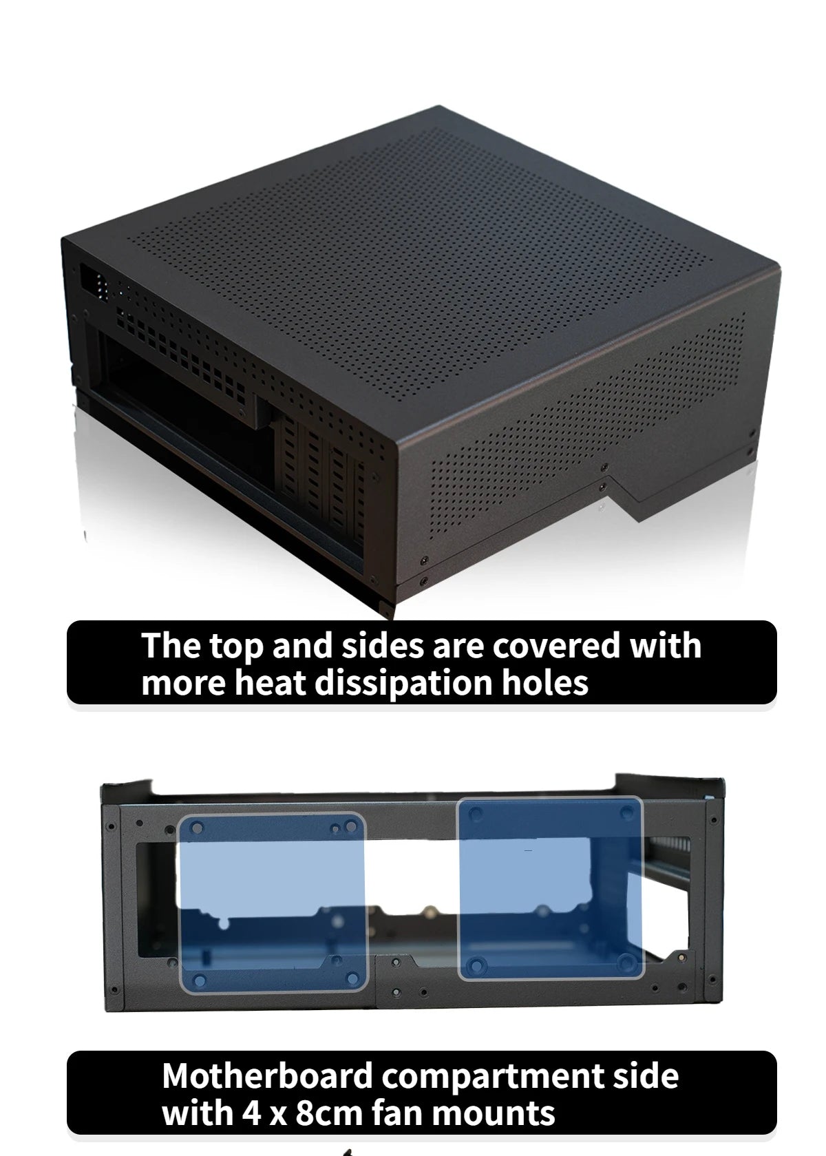 N10 NAS Case - 10+2 Bay Hot Swap, Supports MATX Board & 1U PSU, 4 PCI-E Slots, Aluminum Chassis for Storage