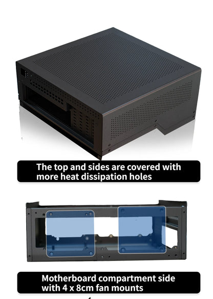 N10 NAS Case - 10+2 Bay Hot Swap, Supports MATX Board & 1U PSU, 4 PCI-E Slots, Aluminum Chassis for Storage