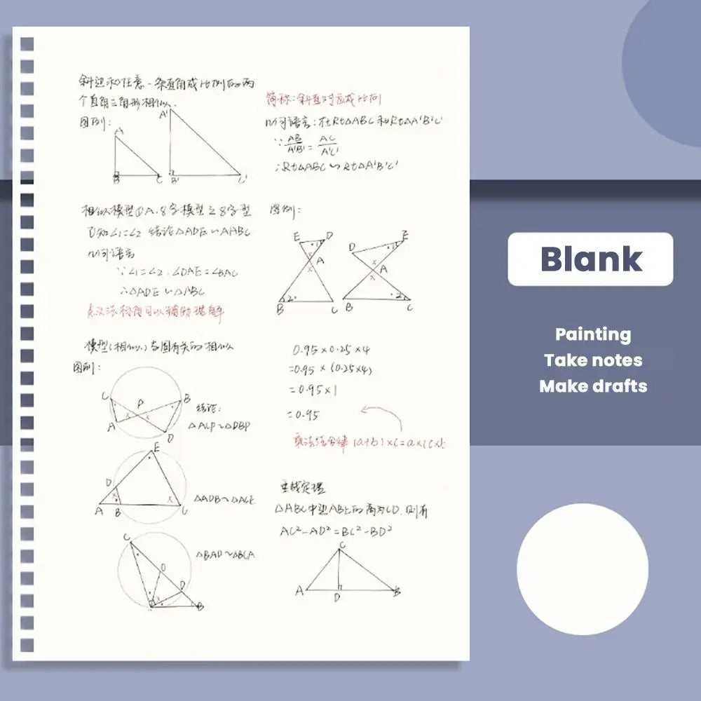 New Multifunctional A5/B5/A4 Coil Notebook 80Sheets Grids/Blank/Horizontal Line Notepad Flip Up Spiral Notebook Students Gift