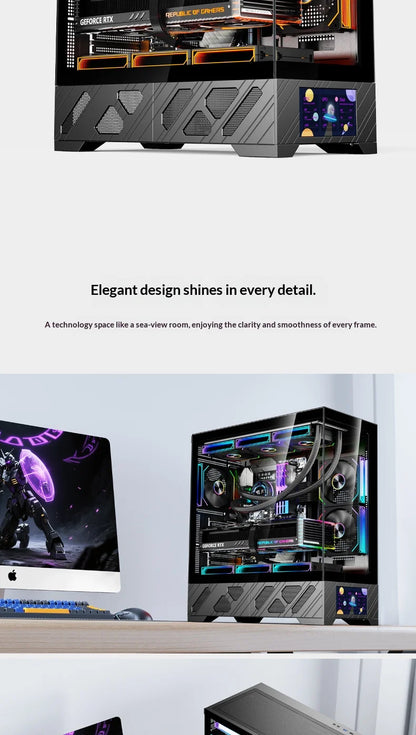 WJCOOLMAN Millennium ATX PC case secondary screen/digital display supports 360 water-cooled sea view room desktop computer case
