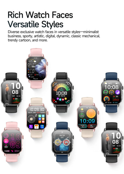 New Professional Health Watch Blood Pressure 2.01"AMOLED Screen Uric Acid Blood Lipids Flashlight Care Smart Watches for Women