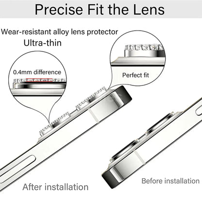 9D Diamond Lens Protector For iPhone 17 Pro Max Air Camera Tempered Glass Compatible with iPhone 14 15 16 Pro Max Ring Cover Cas