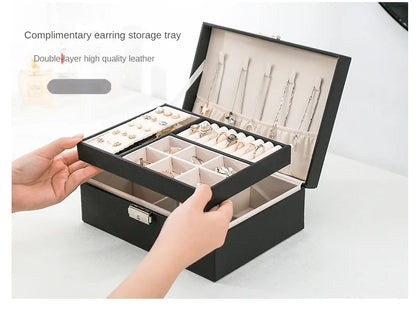 Organizer Box Double-Layer Jewelry Storage Box With Lock for Earrings, Necklaces and Other Accessories Organizing Box
