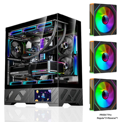 WJCOOLMAN Millennium ATX PC case screen/digital display supports 360 water cooled sea view room Customize screen computer case