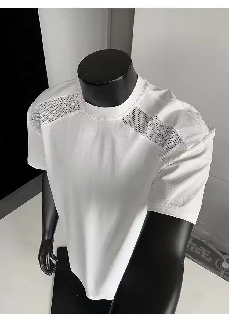 American style cleanfit shoulder cut deconstruction short sleeved T-shirt men and women's trendy boxy cool ins fashionable and h