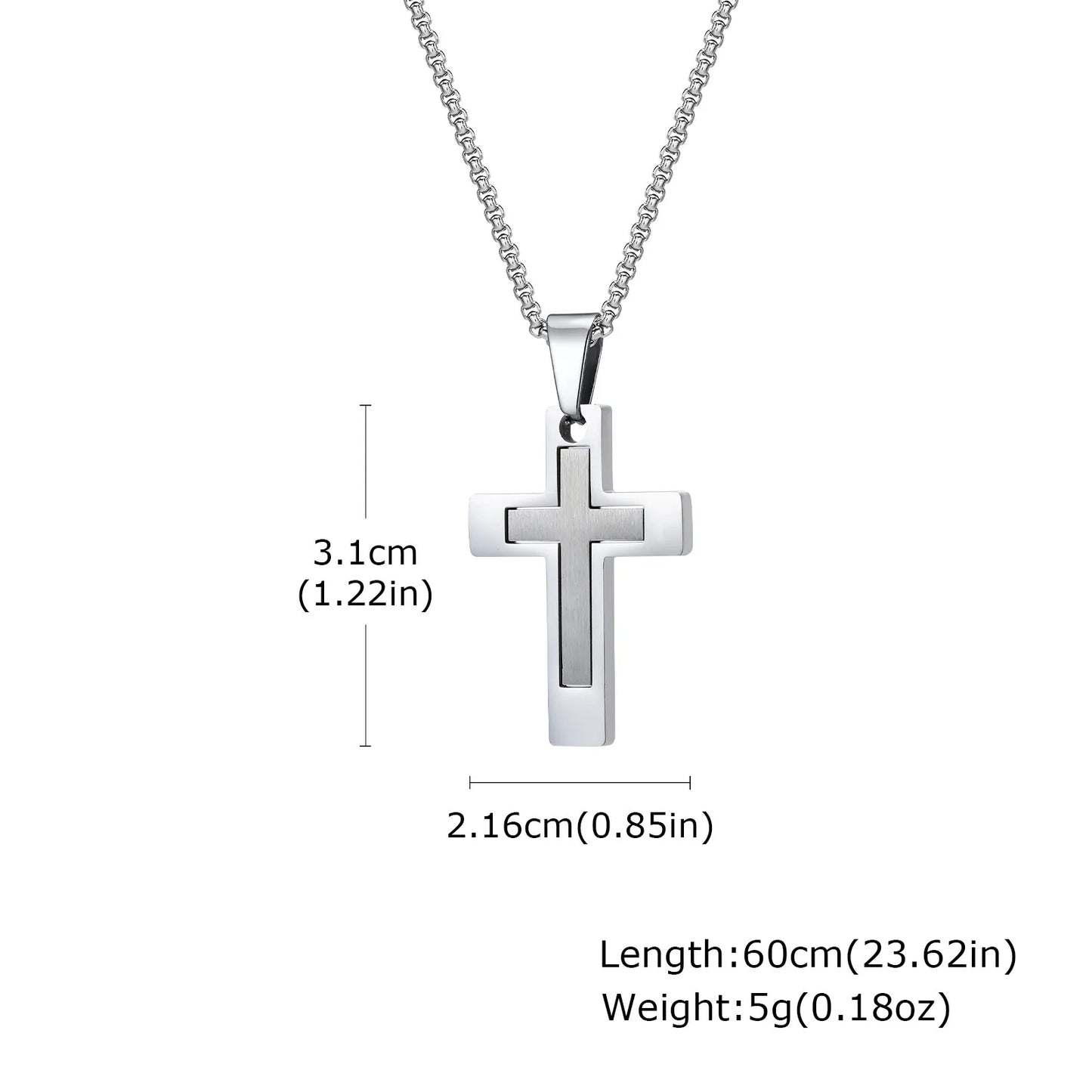 Stylish Men's Stainless Steel Cross Necklace,Punk Hip Hop Cross Pendant Necklace,Birthday Party Jewelry Gift for Him Dad Son