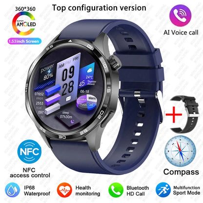 BOXUXING 2026 New Smart Watch Men Watch 5 Pro AMOLED HD Screen Bluetooth Call GPS Trajectory NFC Heart Rate Compass SmartWatches