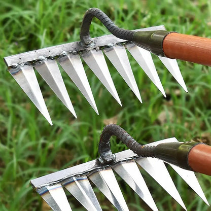 4/5/6/7 Teeth Carbon Steel Garden Hand Rake Farm Tool Weeding Scarifier Agricultural Nail Harrow Metal Harrow Garden WeedingTool
