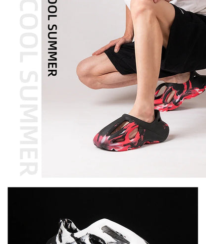 Irregular colors Unisex Beach Sandals EVA Hollow Garden Shoes Tie-dyed Designer Hole Slippers Sneakers  Slip On Foam Runner