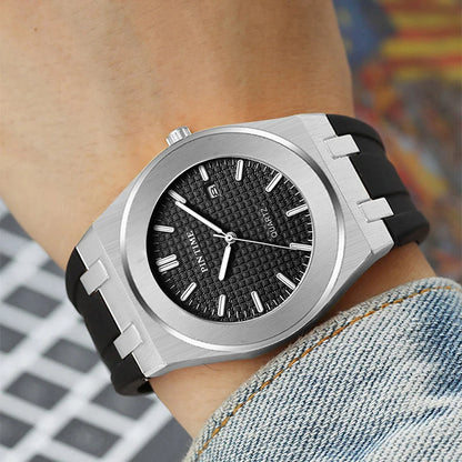 PINTIME Top Brand Sport Men's Watches Silicone Strap Waterproof 30m Calendar Check Face Dial Fashion Quartz Wristwatch Relogios