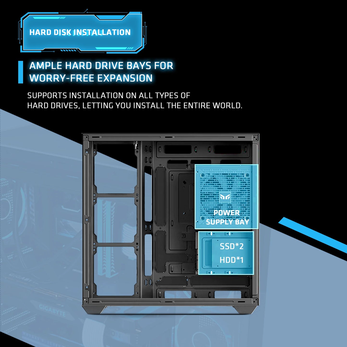 Yeah Magic Sword V 270° Column-Free Panoramic View ATX PC Case  Superior Thermal Performance Gaming And Office PC Case