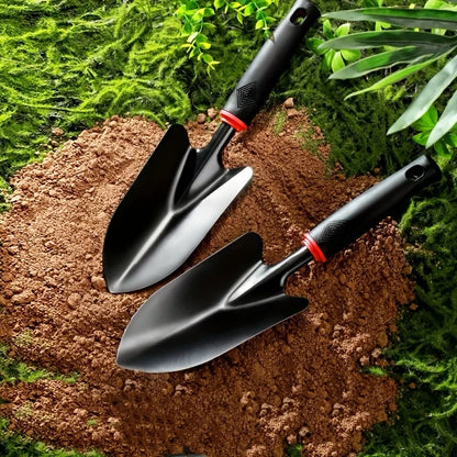 Durable Metal Gardening Shovel with Ergonomic Black Handle & Orange Accents - Perfect for Planting Flowers, Vegetables