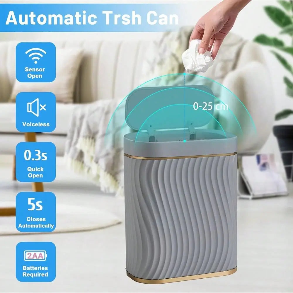 2.6 Gallon Smart Small Trash Can, Smart PopUp Lid Kitchen Trash Can, Bathroom, Kitchen, Bedroom, Powder Room, Craft Room, Offic