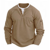 Men's Layered-Look Waffle Henley Shirt — view 5