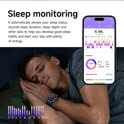 2026 New 1200 mAh Battery Military Smartwatch Men 5ATM Waterproof Fitness Tracker Health Heart Rate Smart Watch For iOS Android