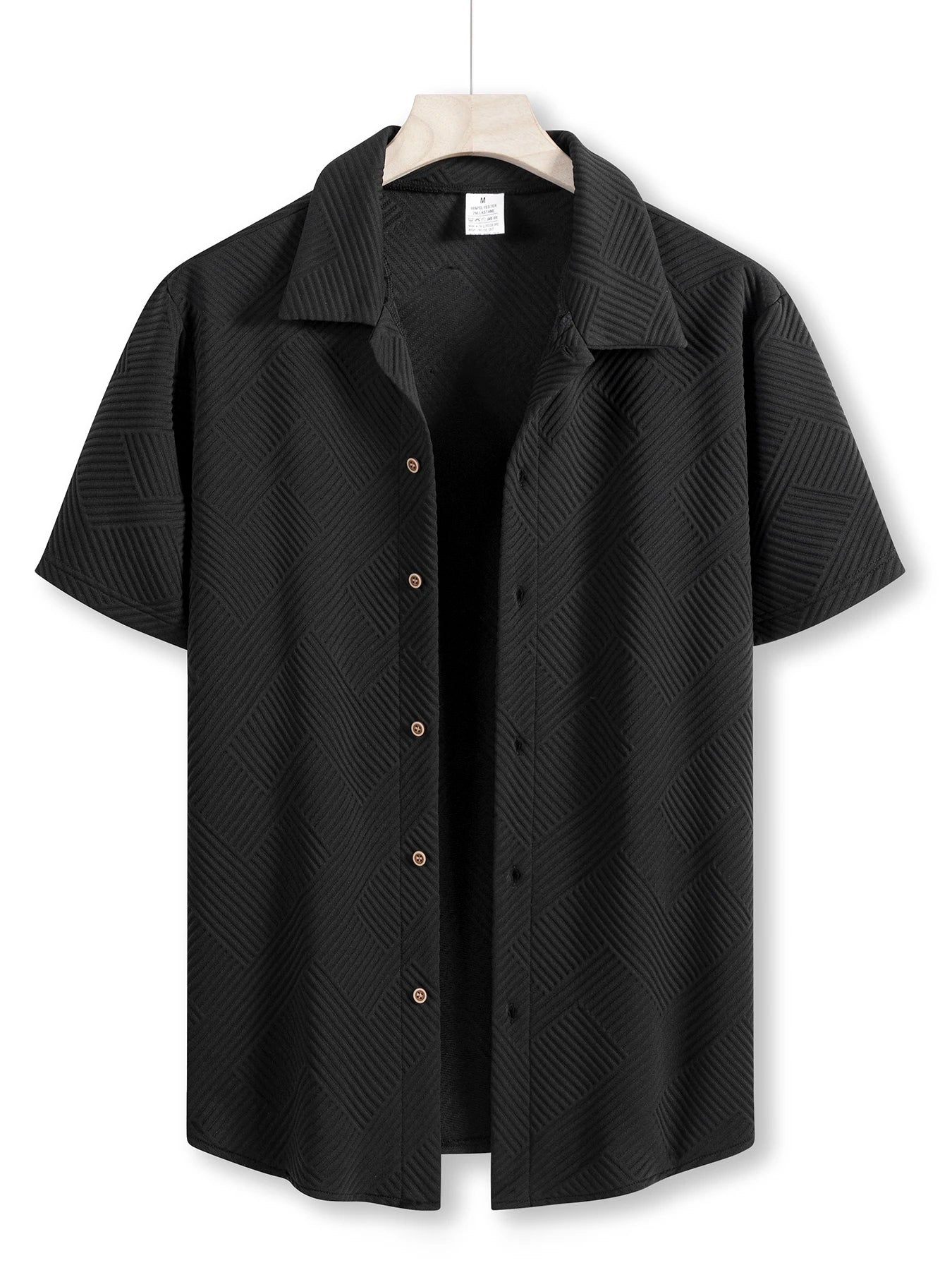 New Mens Short Sleeve T Shirts Trendy Breathable Solid Color Stand Up Collar Shirt Summer Loose Youth Basic Button T-shirt Top