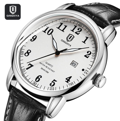 QINGXIYA Classic Business Watch  Men Calendar Quartz Watches Top Brand Luxury Leather Waterproof Mens Watches Relogio Masculino